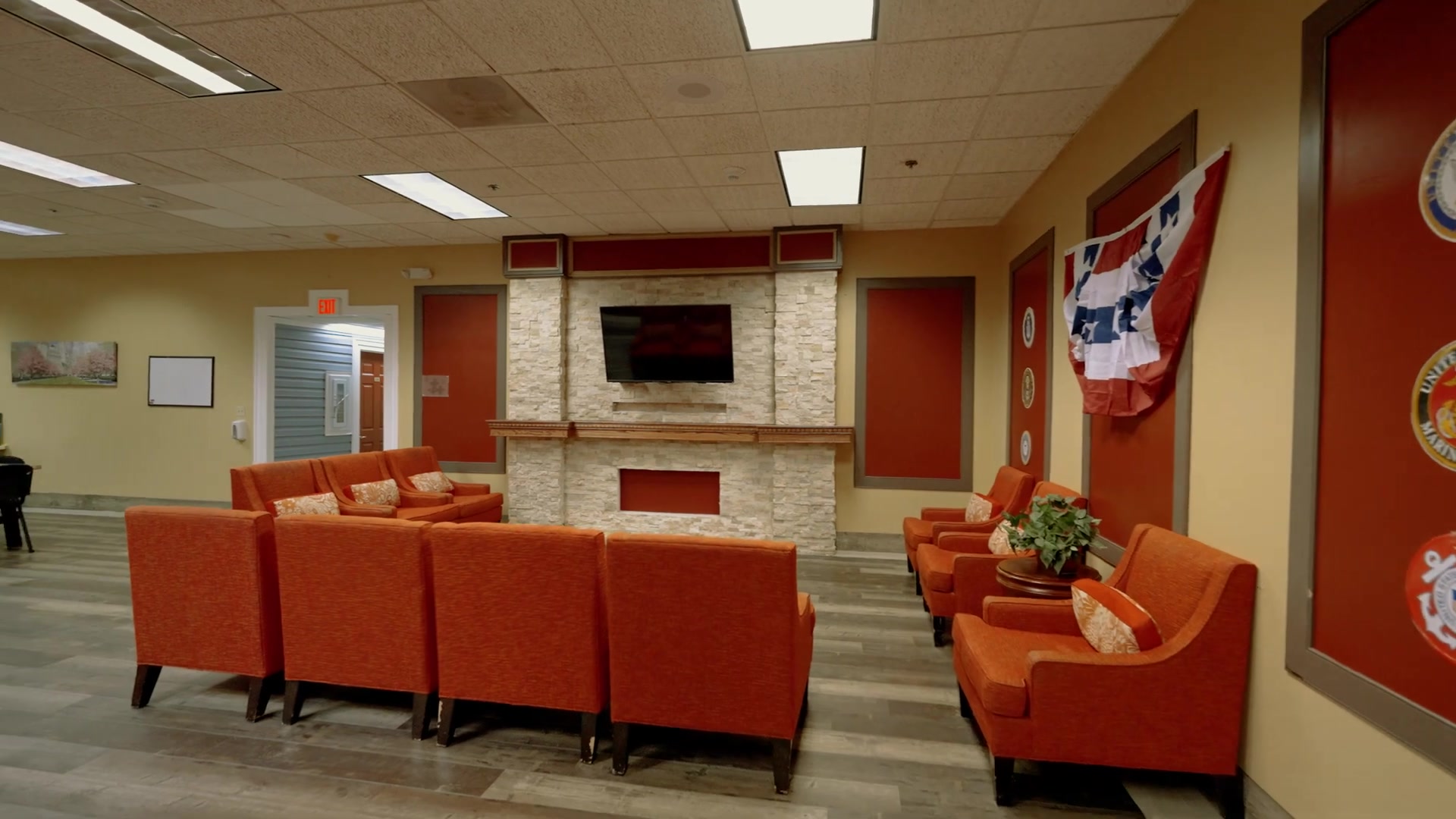 Comfortable lounge area at Colonial Gardens Residences — affordable assisted living community in Lauderhill, FL